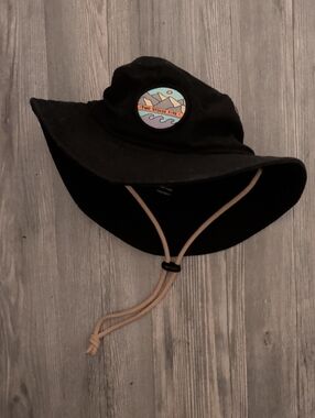 Two Stoked Kids Black Bucket Hat with Chin Strap